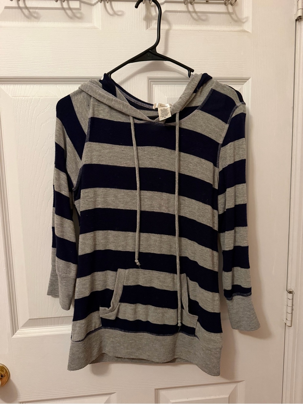 Timing Navy and Gray Striped Women's Hoodie